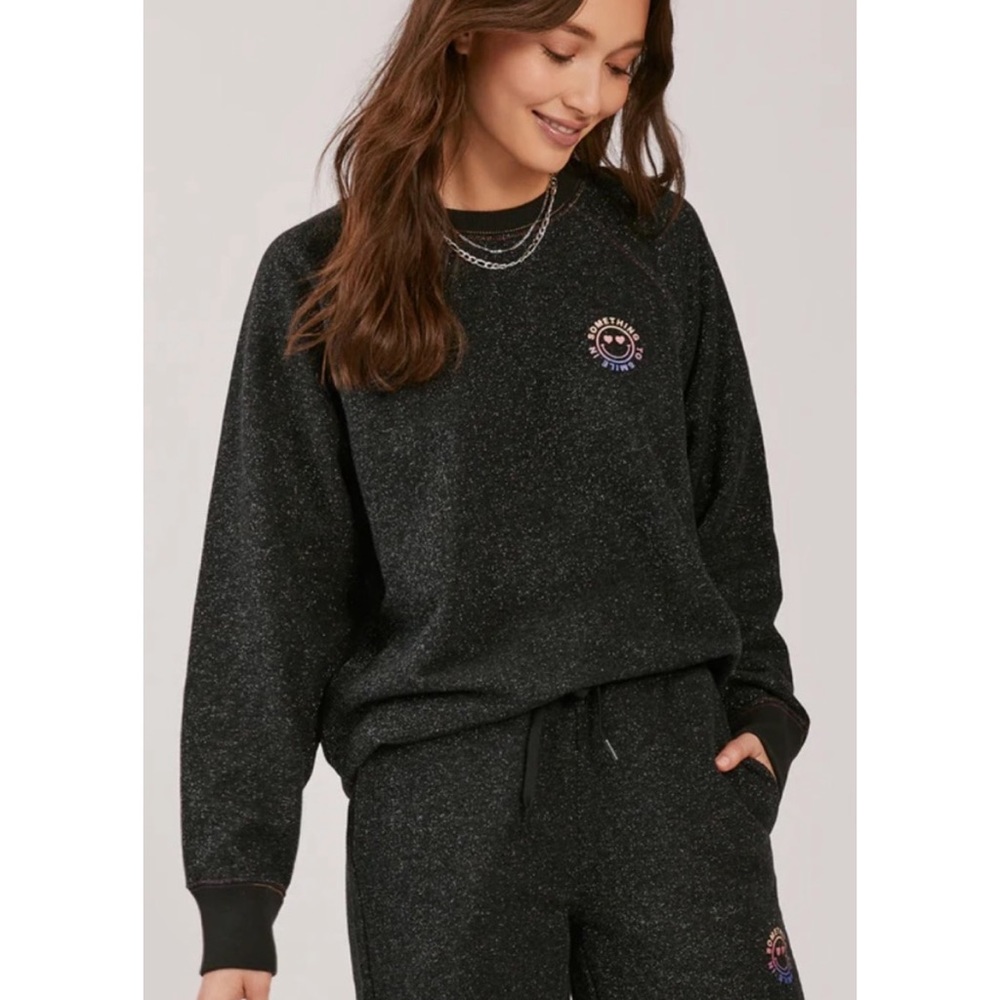 Something Navy Black Speckled Crewneck Sweatshirt
